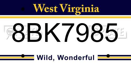 8BK7985 West Virginia License Plate