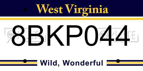 8BKP044 West Virginia License Plate