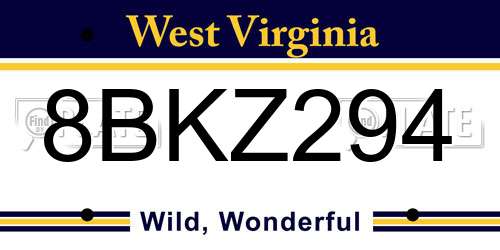 8BKZ294 West Virginia License Plate