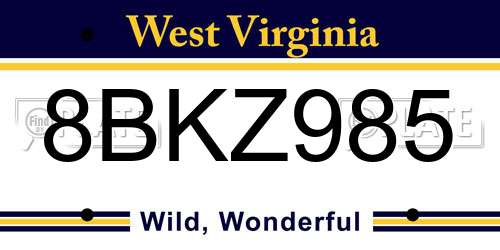 8BKZ985 West Virginia License Plate