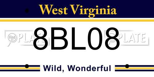 8BL08 West Virginia License Plate