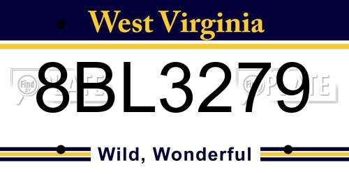 8BL3279 West Virginia License Plate