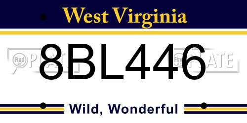 8BL446 West Virginia License Plate