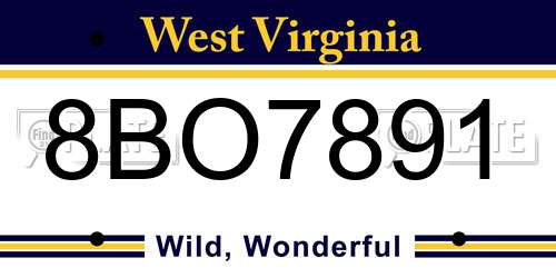 8BO7891 West Virginia License Plate
