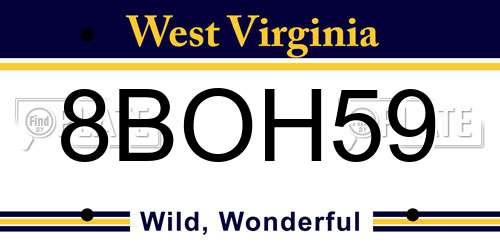 8BOH59 West Virginia License Plate