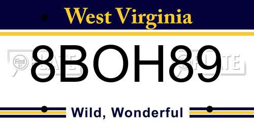 8BOH89 West Virginia License Plate