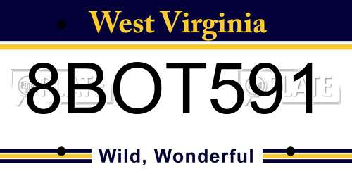 8BOT591 West Virginia License Plate