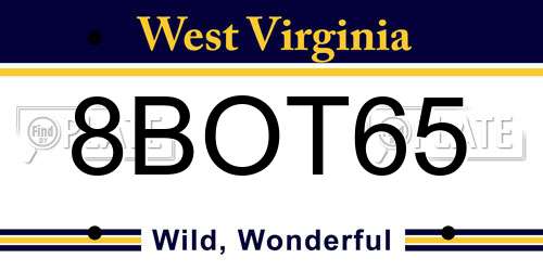 8BOT65 West Virginia License Plate
