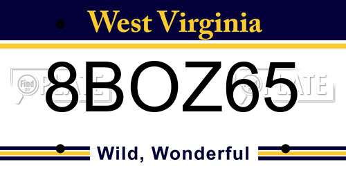 8BOZ65 West Virginia License Plate
