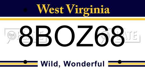 8BOZ68 West Virginia License Plate
