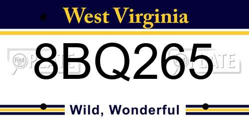 8BQ265 West Virginia License Plate