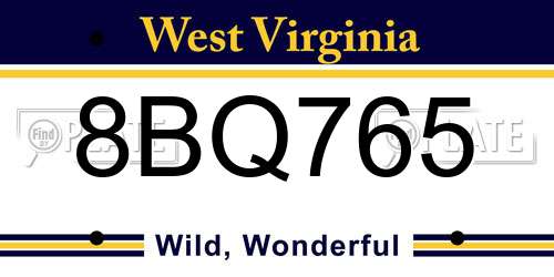 8BQ765 West Virginia License Plate