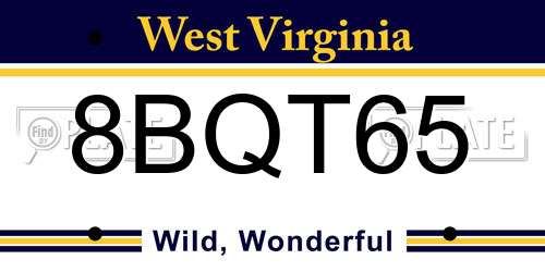 8BQT65 West Virginia License Plate
