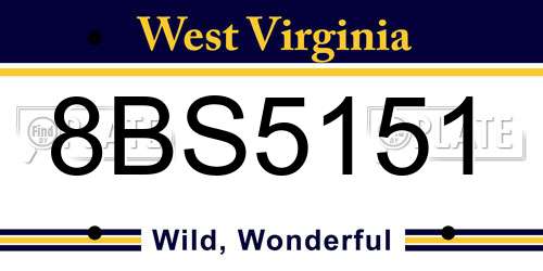 8BS5151 West Virginia License Plate