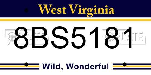 8BS5181 West Virginia License Plate