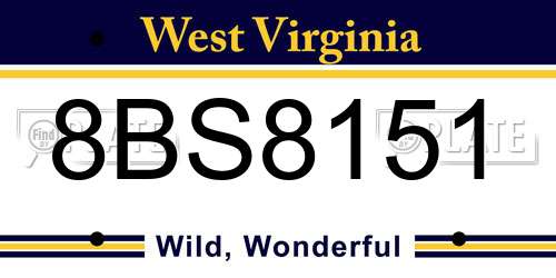 8BS8151 West Virginia License Plate