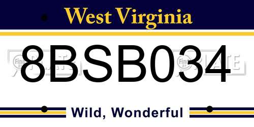 8BSB034 West Virginia License Plate