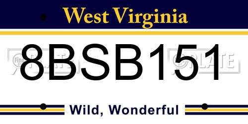 8BSB151 West Virginia License Plate