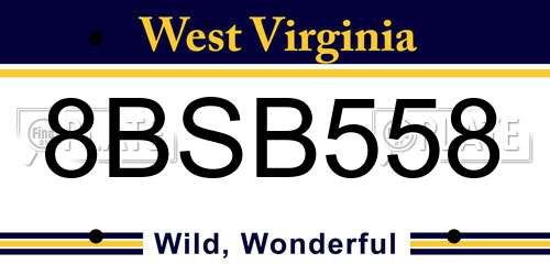 8BSB558 West Virginia License Plate