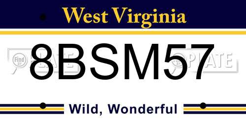 8BSM57 West Virginia License Plate