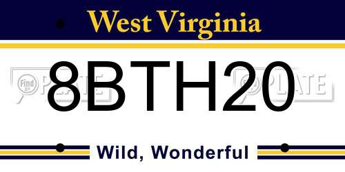 8BTH20 West Virginia License Plate
