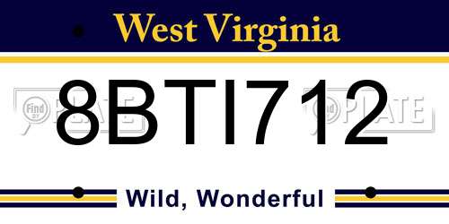 8BTI712 West Virginia License Plate