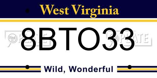 8BTO33 West Virginia License Plate