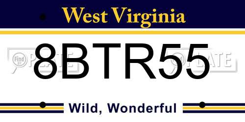 8BTR55 West Virginia License Plate