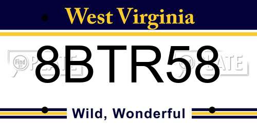 8BTR58 West Virginia License Plate