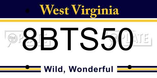 8BTS50 West Virginia License Plate