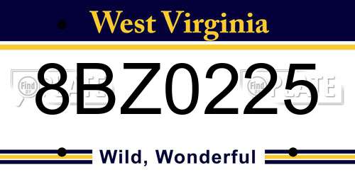 8BZ0225 West Virginia License Plate