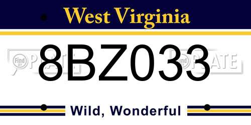 8BZ033 West Virginia License Plate