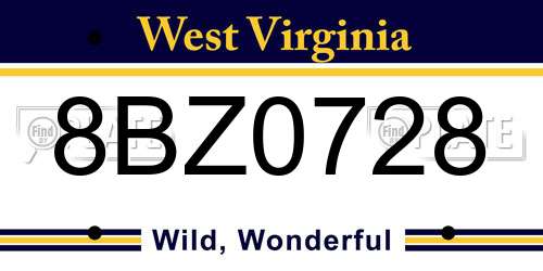 8BZ0728 West Virginia License Plate