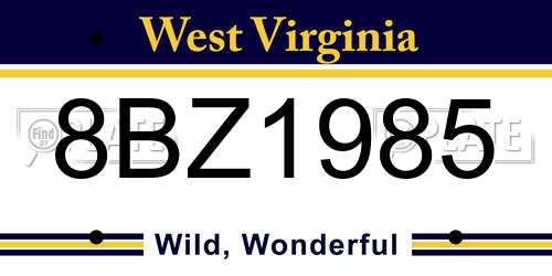 8BZ1985 West Virginia License Plate