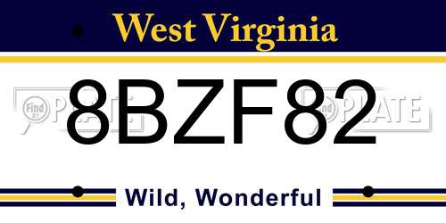 8BZF82 West Virginia License Plate