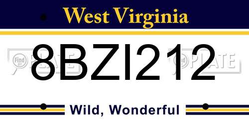 8BZI212 West Virginia License Plate