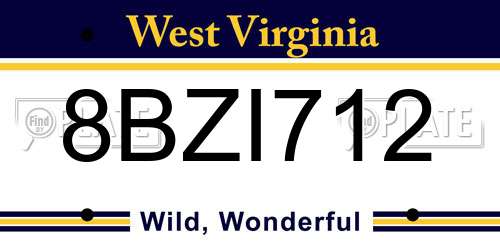 8BZI712 West Virginia License Plate
