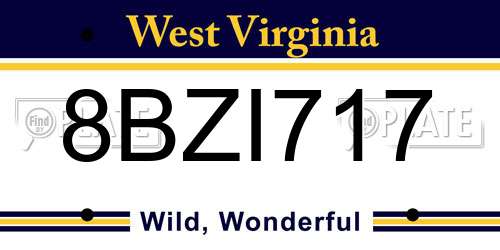 8BZI717 West Virginia License Plate