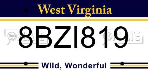 8BZI819 West Virginia License Plate