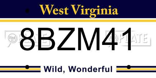8BZM41 West Virginia License Plate