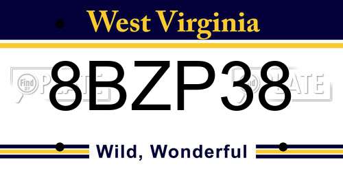 8BZP38 West Virginia License Plate