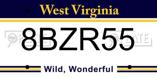 8BZR55 West Virginia License Plate