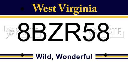 8BZR58 West Virginia License Plate