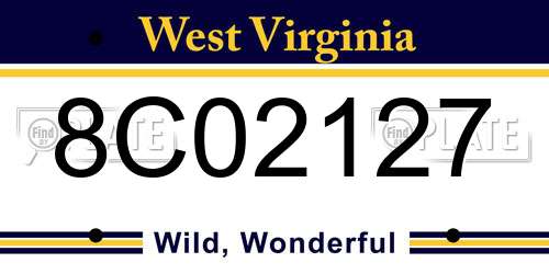 8C02127 West Virginia License Plate