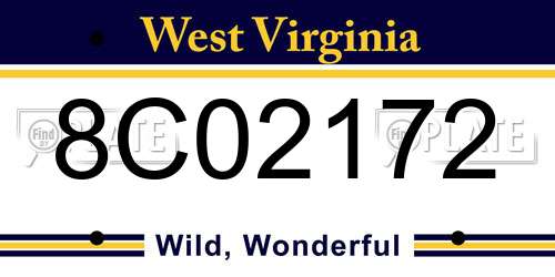 8C02172 West Virginia License Plate