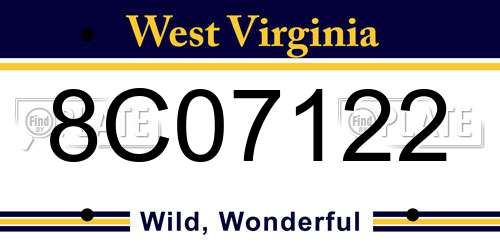 8C07122 West Virginia License Plate