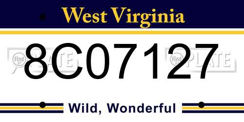8C07127 West Virginia License Plate