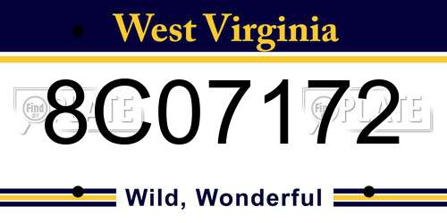 8C07172 West Virginia License Plate