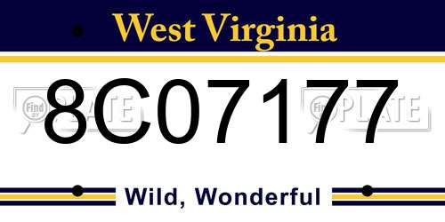 8C07177 West Virginia License Plate