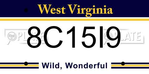 8C15I9 West Virginia License Plate
